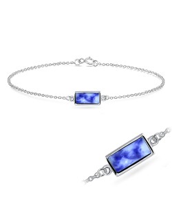 Blue Point Stone Silver Bracelet BRS-427